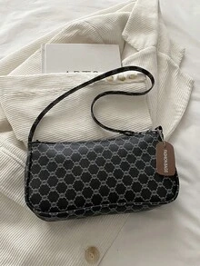 1pc Solid Color PU Leather Fashion Underarm Bag. It Is A Simple And Stylish Large Capacity Shoulder Bag, Business Commuter Messenger Bag, And Small Handbag For Daily Office Use. Suitable For Girls, Female College Students, Beginners And White-Collar Workers. Very Suitable For Office, University, Work, Business, Commuting, Outdoor Activities, Travel And Going Out. - Black - View 6