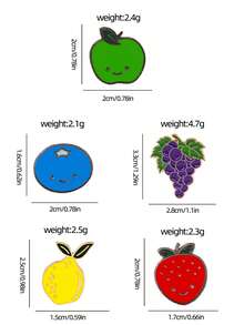 1/5pcs Cartoon Fruit Brooch, Exquisite Alloy Material Anti-Slip Clothing/Bag Decor, Versatile Fresh Small Accessory Gift For Friends - Multicolor - View 4