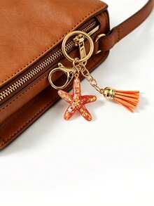 Yogodlns Beautiful Mermaid Starfish Shell Keychain Key Ring Women Girls Handbag Charm DIY Jewelry Gift Accessory Ocean Series Shell Starfish Keychain - Multicolor - View 4