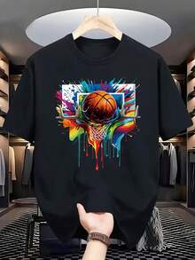 Camiseta de Hombre con Estampado Elegante - Negro - Ver 6