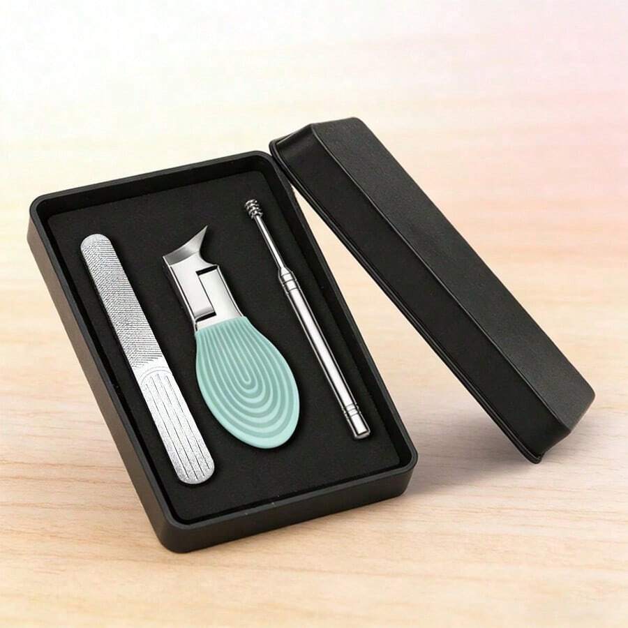 J·FOCUS Bộ 3 kìm cắt móng chân mọc ngược bằng thép không gỉ, tay cầm chống trượt, lưỡi cắt vát, bộ dụng cụ chăm sóc móng chuyên nghiệp kèm dũa móng và dụng cụ lấy ráy tai, dụng cụ cắt móng dày, quà tặng lý tưởng cho nam và nữ, sử dụng tại nhà hoặc salon. - Nhiều màu - Xem 1