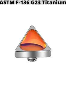 1 chiếc khuyên xỏ da bằng titan 14G gồm đầu và đế, ren trong, hình giọt nước/vuông/tam giác, đính đá opal lấp lánh, dùng cho thợ lặn. - Màu titan nguyên bản - Xem 37