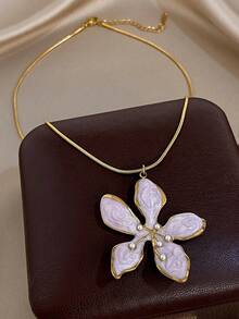 1 chiếc dây chuyền mặt hoa lớn mạ vàng 18K màu xanh dương/xanh lá cây/hồng thanh lịch, dây xích điều chỉnh được, phù hợp cho nữ, đi nghỉ mát biển, ngày lễ, phong cách boho mùa hè, quà tặng Ngày của Mẹ, đeo hàng ngày, dự tiệc, đám cưới, phù dâu, sinh nhật, kỷ niệm, Ngày Valentine, lễ hội âm nhạc, Lễ Phục Sinh - Nhiều màu - Xem 5