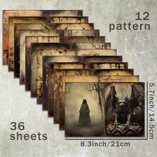 36 Sheets A5 Dark Gothic Forest Skull Background Scrapbooking Paper, Suitable For Bullet Journals, Collages, Cards, Scrapbooks And Crafts - Rectangle - View 8