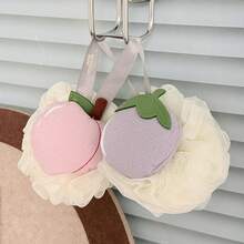 1pc Cute Fruit-Shaped Bath Sponge, Peach & Bamboo Shoot Design Soft Mesh Exfoliating Bath Puff, Japanese Adorable Shower Scrubber, Gentle Lathering Full Body Cleaning Tool, Suitable For Adults, High-Quality Bathroom Essential - Bath Sponge - View 5