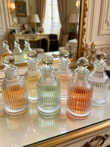 6/3/1pc Creative Vertical Striped Glass Perfume Spray Bottle, Suitable For Home-Made Perfume Sample Gift Packaging Display Bottle, Business Travel Outdoor Makeup Moisturizing Spray Bottle, Minimalist Portable Large Capacity Travel Refillable Bottle, Refillable Bottle And Storage Bottle - Multicolor - View 1