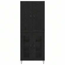 vidaXL Highboard Schwarz Eichen-Optik 69,5 x 34 x 180 cm Holzwerkstoff - Schwarz - Übersicht 8