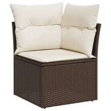 vidaXL 6-tlg. Garten-Sofagarnitur mit Kissen Braun Poly Rattan - A - Übersicht 4
