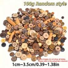 Bộ hỗn hợp 10/30/50/80/100/120/150/260g gồm các loại cúc gỗ tự nhiên, cúc tròn dùng để làm đồ thủ công, cúc may, thích hợp cho việc tự làm tranh vẽ trên cúc, đồ thủ công mỹ nghệ, v.v. - Nhiều màu - Xem 20