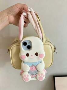 Cute 3D Rabbit Silicone Phone Case With Plush Ears For IPhone 17/17 Pro/7 Air/17 Pro Max/16/16 Pro/16 Plus/16 Pro Max/15/15 Pro/15 Plus/15 Pro Max/14 Pro Max/14/14 Pro/14 Plus/13/13 Pro/13 Pro Max/12/12 Pro/12 Pro Max/11/11 Pro/11 Pro Max/XS/XR/XS Max/7 Plus/8 Plus/7G/8G/6G/6 Plus/ 12 Mini/ 13 Mini - Cute Cartoon Phone Case, Perfect Gift For Girlfriend - Multicolor - View 2