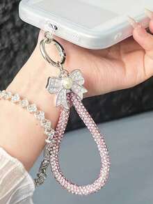 1 Piece Short Bow-Shaped Rhinestone Mobile Phone Hanger. The Design Features Sparkling Rhinestones And A Delicate Pearl Bow. It Exudes A Sense Of Sophistication. Multiple Colors Are Available. The Sturdy Metal Clasp Can Be Attached To Bags, Keys, Mobile Phones, Cameras, Headphones, And Cases. It Prevents Loss And Is Very Attractive. It Is An Extremely Practical Accessory For Mobile Phone Decorations Or Accessories. - Multicolor - View 6