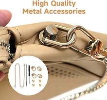 Vvluvva Gold D Rings For Purse Straps With Rivet Screws Kit, 360° Rotatable D Ring Hardware For Bag Making, Metal Purse Strap Connectors With Punch Tool And Screwdriver For Leather Craft DIY Bags - A - View 4