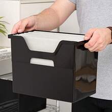 IRIS USA Archivero Caja de Archivo Portátil Grande para Escritorio Negra - Paquete de 4 Asas Laterales Carpetas Colgantes Etiquetas e Insertos Tamaño Carta - negro - Ver 7
