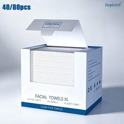 40/80pcs 26x30cm Extra Large & Thick Disposable Face Towels, Dual-Use Soft & Skin-Friendly Cleansing Wipes, Strong Absorbency & Durable, Portable & Easy To Store, Suitable For Travel, Skincare, Makeup Removal, Household Use