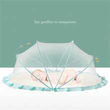Foldable Baby Mosquito Net Sheer Mesh Ruffled Edge Canopy For Home Travel Camping - Green - View 6
