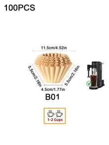 50/100片波浪咖啡濾紙，未漂白籃式咖啡濾紙，加厚天然咖啡濾紙籃，適用於單杯咖啡機和咖啡壺，適合1-2杯、2-4杯，家用、咖啡店、商業用途（白色、棕色） - 彩色 - 查看 17