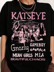 Katseye All Member Sweatshirt, Katseye Beautiful Chaos World Tour Shirt, Katseye Gnarly Shirt, Gabriela Shirt, Katseye Soft 7461881475, Same Style For Men And Women, Men's Clothing, Graphic T-Shirts For Men, Graphic T-Shirts For Women, Cool T-Shirt, Men, Men's Clothing, Funny Shirts, Summer Tops, Summer, Holiday Outfits, Summer Outfits For Women, Spring Outfits For Women, Vintage, Women's Clothing, Cute Top, Cotton QAXO BP5O - Black - View 1