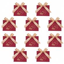 Elegant Thank You Gift Boxes 10Pcs Matte Paper Boxes With Satin Ribbon Bow Gold Foil Print Packaging Versatile Containers For All Special Occasions - Wave Cover - View 14