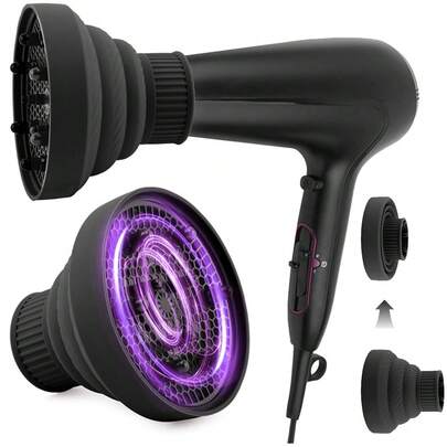 Đầu khuếch tán tóc cho máy sấy tóc, có thể gập lại, di động, thích hợp cho tóc xoăn của phụ nữ. Đầu khuếch tán tạo luồng khí, dùng được tại salon hoặc nhà.