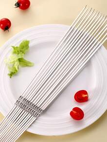 10 piezas de pinchos reutilizables de acero inoxidable - ¡Ideales para asar a la parrilla, kebabs y camping! - A - Ver 5
