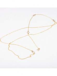 1pc Women's Sexy Rhinestone Back Chain Necklace Fashion Jewelry Back Chain, Versatile Accessory For Daily Wear And Parties - Four Diamonds Separated - View 5