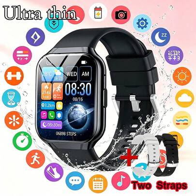Ultra-Thin Smartwatch For Men And Women, 1.83-Inch Full Touchscreen, With Wireless Calling/Answering, Suitable For Android/IOS, Fitness Activity Tracker Watch,Multiple Sports Modes, Pedometer Distance,Music Control,The Ideal Gift For Her Or Yourself