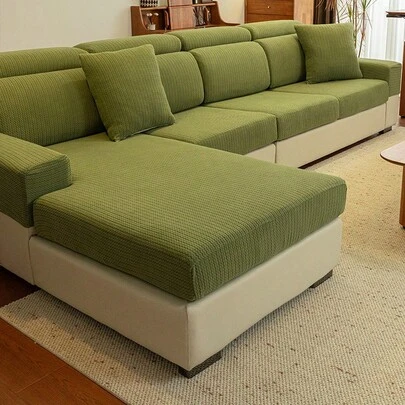 1 tấm bọc ghế sofa co giãn màu kem, phù hợp với mọi loại ghế, bọc ghế sofa mới dùng được cả bốn mùa, chống trầy xước, thích hợp cho ghế sofa hình chữ L và ghế sofa 1/2/3/4 chỗ ngồi trong phòng khách.