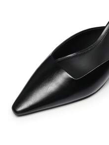 Women's Narrow Square Toe Minimialist Kitten Heel Mules - 黑色 - 查看 5