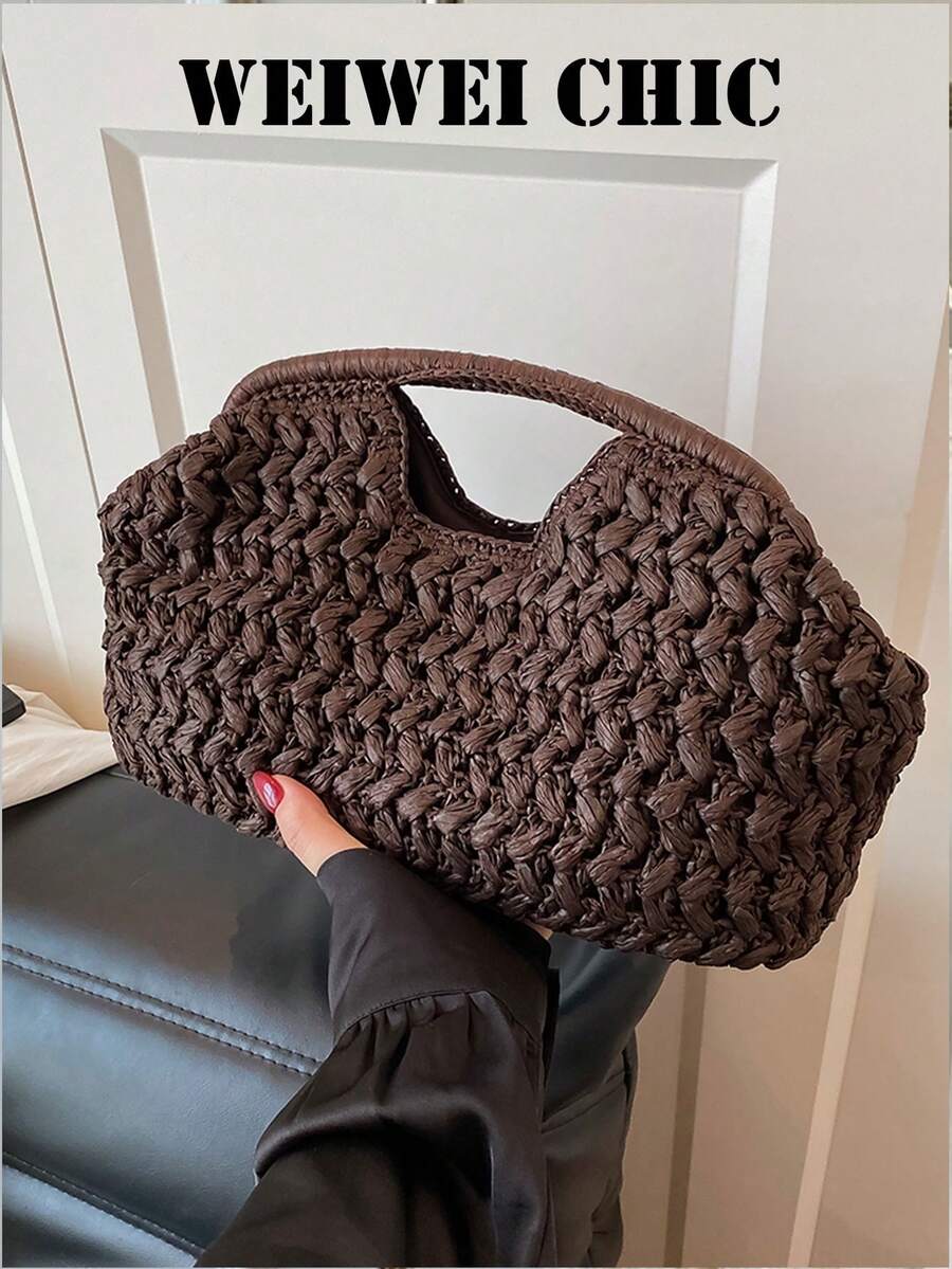 Túi xách tay dệt từ sợi raffia màu nâu với kết cấu bện dày dặn. Đa năng, thích hợp cho việc đi lại hàng ngày, du lịch và nhiều dịp thường nhật. Chất liệu dệt cao cấp với thiết kế tối giản mang đến vẻ đẹp tự nhiên, thoải mái cho diện mạo hàng ngày của bạn. - Cà phê nâu - Xem 1