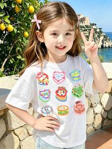 Disney Toy Story Graphic Print Fashion Round Neck Kids T-Shirt, 100% Pure Cotton, Is The Perfect Choice For Daily Wear, Vacation Relaxation, Outdoor Adventures, School Life, And Shopping Trips. It's A Must-Have For Summer And An Ideal Gift For Boys And Girls Alike. Every Child Deserves A Disney T-Shirt - White - View 3