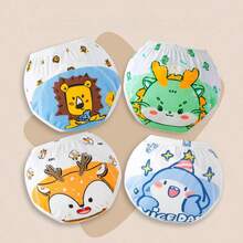 4 chiếc quần tập đi vệ sinh cho bé, chất liệu cotton mềm mại, in hình động vật hoạt hình, thoáng khí, dành cho trẻ sơ sinh. - trắng - Xem 9