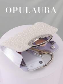 Bolso de mano de noche con cristales y brillantes para mujer de OpulAura, bolso de mano formal con tachuelas de de lujo, adecuado para galas, fiestas, cumpleaños, bodas como bolso - Albaricoque - Ver 5