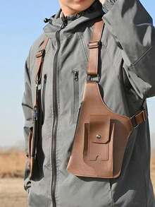 New Multi-Function Vest Bag, Fashionable Backpack Invisible Backpack Outdoor Tactical Bag Phone Bag Crossbody Chest Portable Bag - Brown - View 6