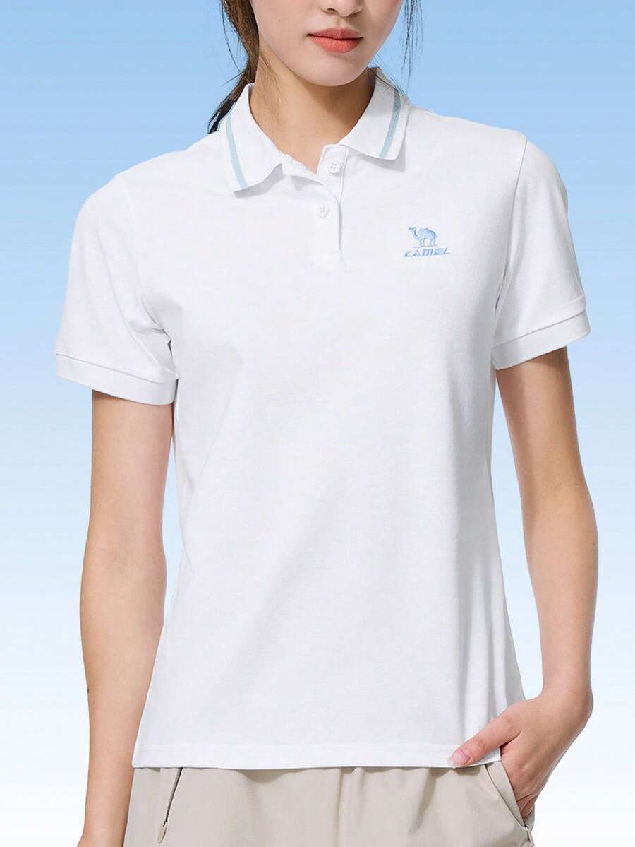 CAMEL CROWN 女款戶外運動快乾 Polo 衫 - 夏季短袖 T-shirt 寬鬆休閒上衣 - 無際白 - 查看 1