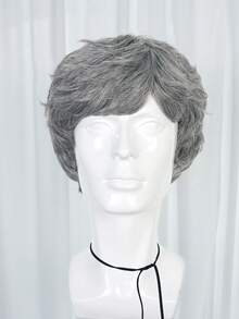 Men's Wave Curly Cosplay Wig Natural Layered Synthetic Wig, Suitable For Daily Party Clothing, Available In Black, Brown, Gold, And Grey, Realistic Appearance - Multicolor - View 13