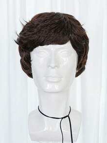 Men's Wave Curly Cosplay Wig Natural Layered Synthetic Wig, Suitable For Daily Party Clothing, Available In Black, Brown, Gold, And Grey, Realistic Appearance - Multicolor - View 12