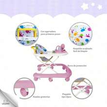 Andadera Musical Plegable para Bebé, Juguete Educativo Interactivo, Estable y Segura para Aprender a Caminar - Rosa - Ver 3