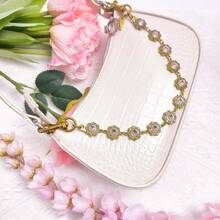 Vintage Gold Bag Charms Purse Extender Chain Floral Cute Wallet Keychain Accessories For Women's Handbags Bags Jeans - 金粉色水晶 - 查看 6