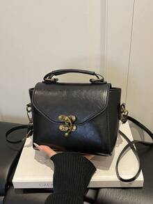 Retro Verschluss Mini-Handtasche - Schwarz - Übersicht 3