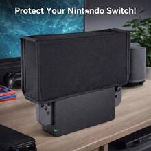 Funda antipolvo de nailon negro, funda antipolvo con forro suave, funda a prueba de arañazos y resistente al agua adecuada y compatible con la base de carga de y Switch OLED, adecuada para jugadores, entretenimiento en el hogar y viajes - Ver 2