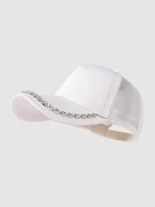 1pc Y2K Style Rhinestone Embellished Retro Baseball Cap, Unisex Adjustable Classic Low Profile Solid Color Hat, Suitable For Outdoor, Golf, Summer, Casual Wear, Perfect Gift - Baseball Cap - View 14