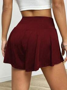 Women's Plus Size Solid Color Knit Shorts, Asymmetrical Design, Short Length, Comfortable Fit, Black, Summer Sports - Army Green - View 4