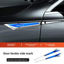 Metal 3D Blade Car Emblem Stickers Personalized Door Fender Side Badge Decals Anti Scratch Waterproof Styling Decorative Accessories For Car Body Exterior Modification Decoration - 無標[槍色-鏡面藍]4件套 - 查看 10