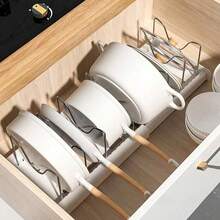 Multifunctional Expandable Cabinet Storage Rack, 7-Tier Dish Organizer Shelf, Detachable Counter Storage Stand, Space-Saving Movable Heavy Duty Cookware Holder, Storage Rack For Bowls Plates Cutting Boards Baking Tools Home Kitchen Use - Silver - View 2