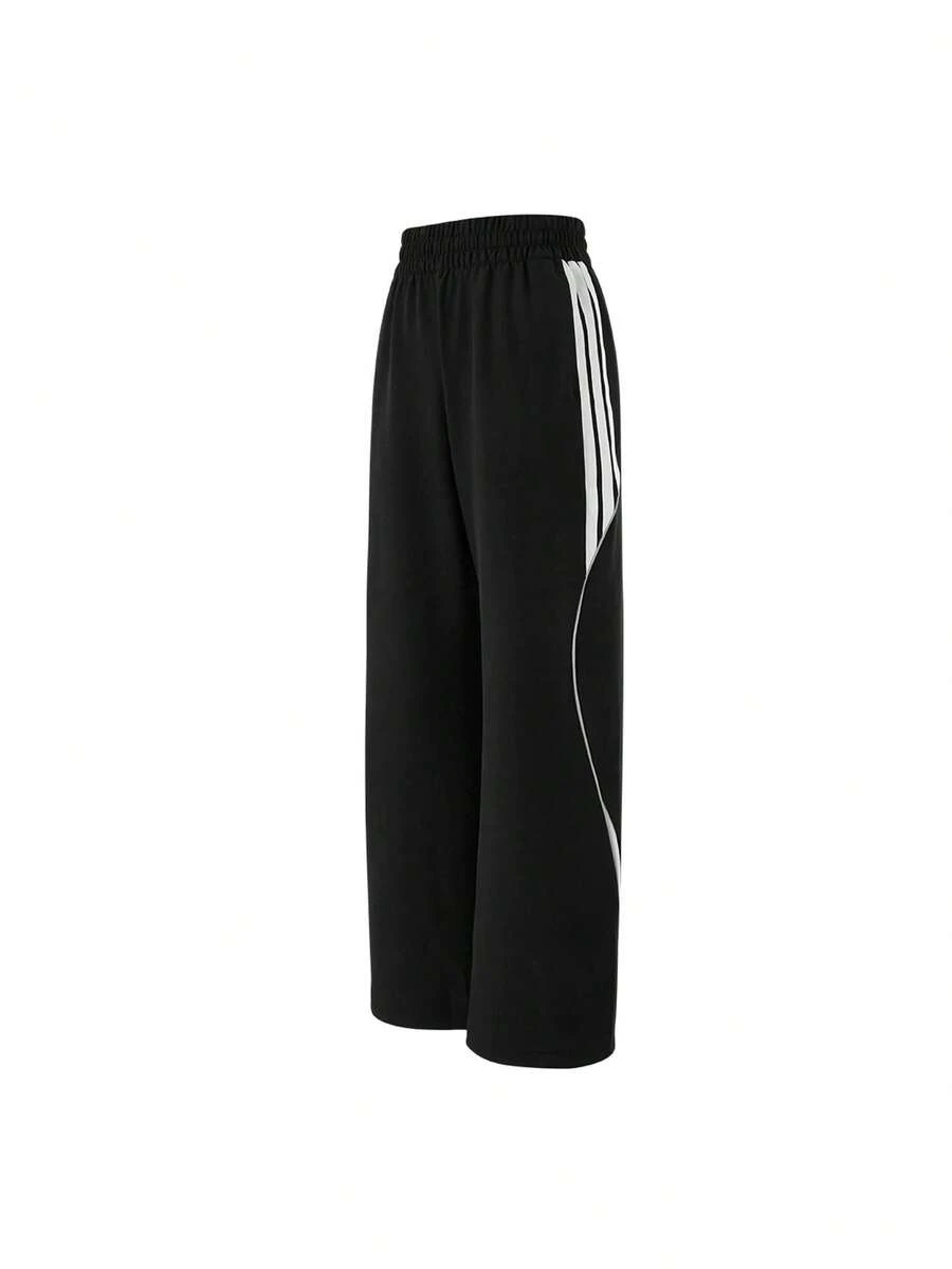 Adidas Women's Three-Stripe Casual Loose-Fitting Athletic Pants - Black and White - View 1