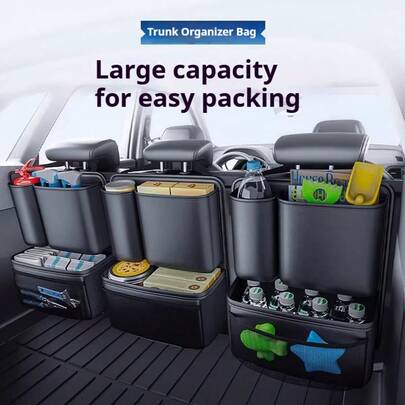 Bolsa de almacenamiento multifuncional para el maletero y el asiento trasero del automóvil, organizador colgante para SUV y sedán, caja de almacenamiento de carga universal