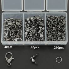 330pcs/Box Multicolor DIY Zinc Alloy Accessory Set, Includes 30pcs Lobster Clasps, 90pcs Crimp Beads, And 210pcs Jump Rings, Suitable For Jewelry Making, Beading, Bracelet, Necklace, Earring Crafting - Accessory Set (330pcs)/box - View 12
