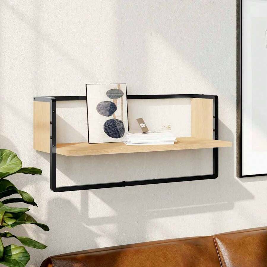 vidaXL Wandregal mit Stange Sonoma-Eiche 65x25x30 cm - Braun - Übersicht 1