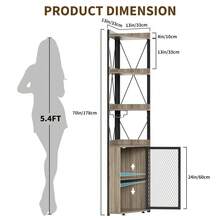 4-Tier Freestanding Wine Rack With Glass Holder,  Freestanding Liquor Storage Sideboard Anti-Tipping Device - Grey Wood Grain - View 10