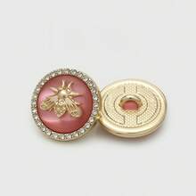 10颗3D立体蜜蜂蝴蝶金属纽扣 - 柔和的蓝色、白色和粉色，饰有水晶 - 适用于DIY缝纫、手工制作、时尚配饰和缝纫装饰 | 精美纽扣设计 | 水晶装饰，缝纫配件。提供三种尺寸：18毫米、23毫米、25毫米 - 10pcs - 查看 13